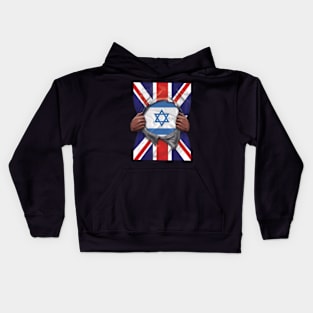 Israel Flag Great Britain Flag Ripped - Gift for Isreali From Israel Kids Hoodie